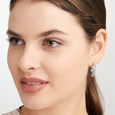 Sarafina Silver Tone Diamond Accent Twist Hoop Earrings