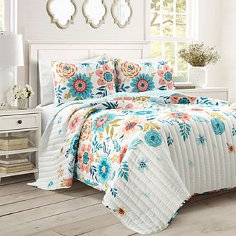 Lush Decor Cottage Core Ariana Flower Reversible Oversized Quilt Set with Shams