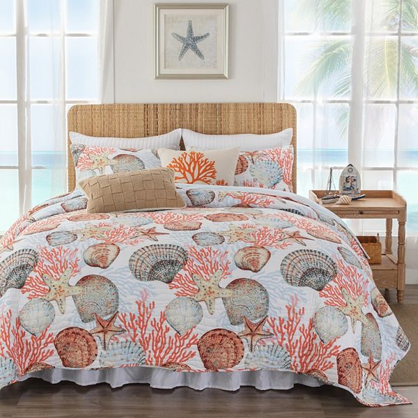 Greenland Home Fashions Beach Days Quilt Set with Coordinating Throw ...