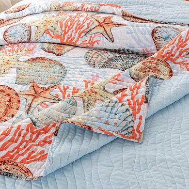Greenland Home Fashions Beach Days Quilt Set with Coordinating Throw ...