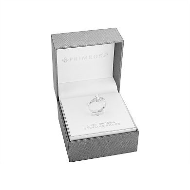 PRIMROSE Sterling Silver Cubic Zirconia Duo Ring Set