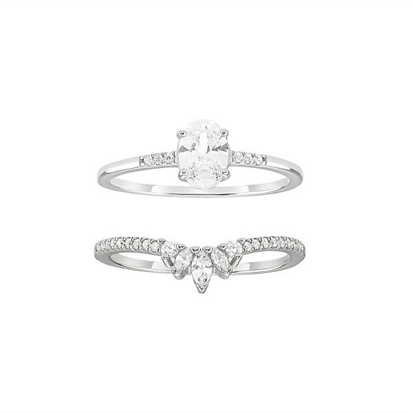 PRIMROSE Cubic Zirconia Duo Ring Set - Sterling Silver (9)