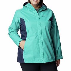 Plus Size Gallery Contrast-Trim Hood Rain Jacket