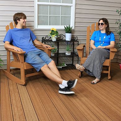 Sunnydaze Classic Wooden Adirondack Rocking Chair - Cedar Finish - Set of 2