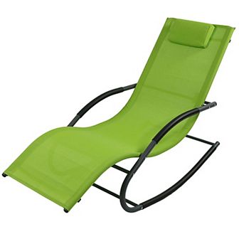 Sunnydaze Sling Outdoor Rocking Wave Lounger with Pillow