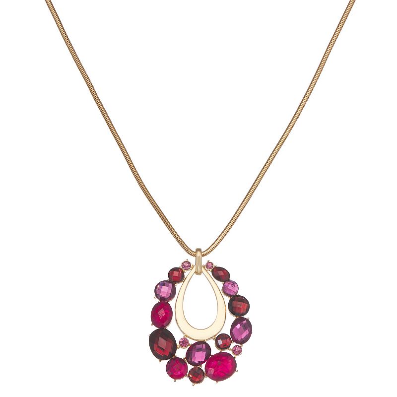 Napier Gold Tone Berry Pendant Necklace, Womens, Red