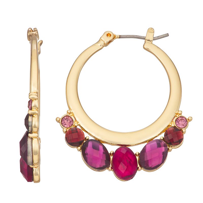 Napier Gold Tone Berry Statement Hoop Earrings, Womens, Red