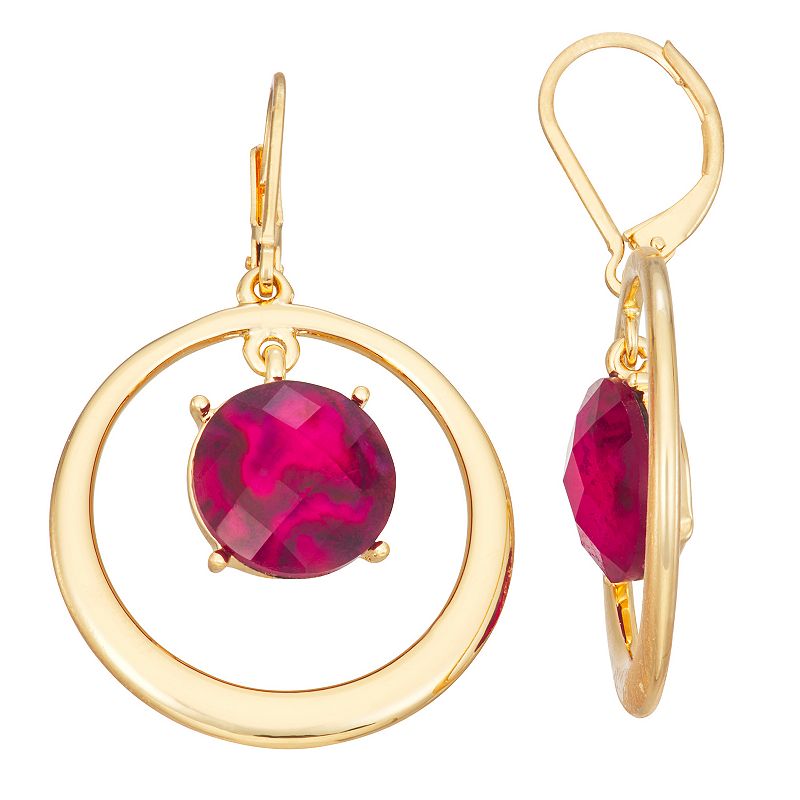 Napier Gold Tone Berry Orbital Drop Earrings, Womens, Red