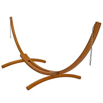 Sunnydaze Curved Wooden Arc Hammock Stand with Hooks and Chains