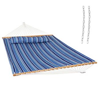 Sunnydaze Large Quilted Hammock with Spreader Bar and Pillow