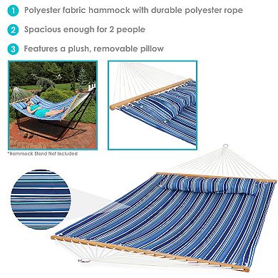 Sunnydaze 2-Person Quilted Spreader Bar Hammock and Pillow