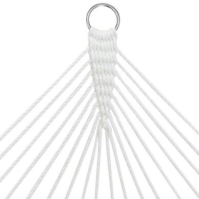 Sunnydaze Large Quilted Hammock with Spreader Bar and Pillow - Blue Stripe