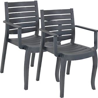 Sunnydaze Illias Plastic Stackable Patio Armchair