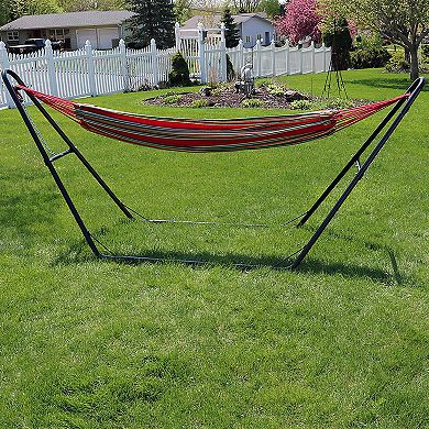 Sunnydaze 2-Person Cotton Hammock with Universal Steel Stand