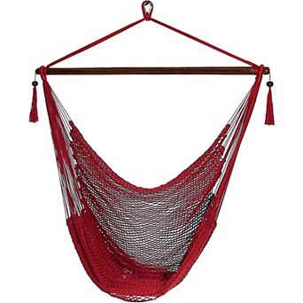 Sunnydaze Extra Large Polyester Rope Hammock Chair and Spreader Bar