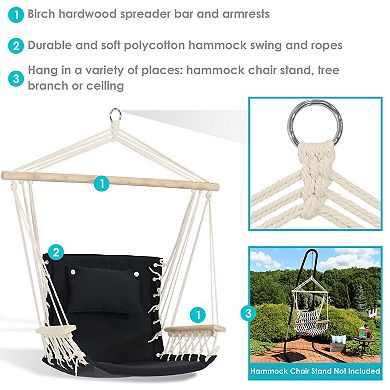 Sunnydaze Polycotton Padded Hammock Chair with Spreader Bar - Storm