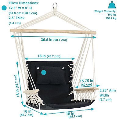 Sunnydaze Polycotton Padded Hammock Chair with Spreader Bar - Storm
