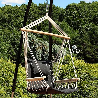 Sunnydaze Polycotton Padded Hammock Chair with Spreader Bar - Storm