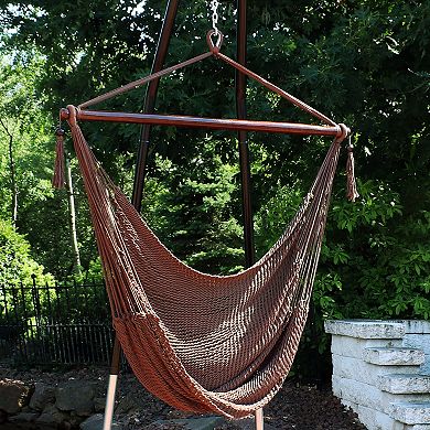 Sunnydaze Extra Large Polyester Rope Hammock Chair and Spreader Bar - Mocha