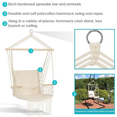 Sunnydaze Polycotton Padded Hammock Chair with Spreader Bar - Natural