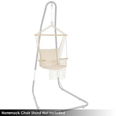 Sunnydaze Polycotton Padded Hammock Chair with Spreader Bar - Natural