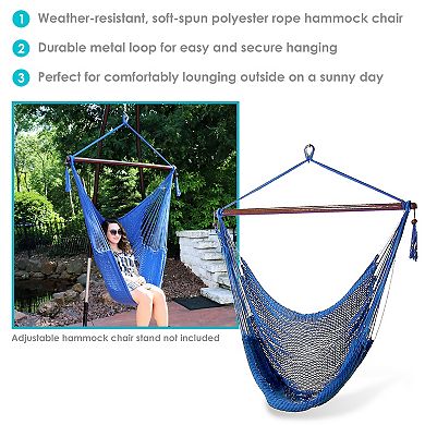 Sunnydaze Extra Large Polyester Rope Hammock Chair and Spreader Bar