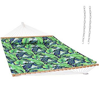 Sunnydaze Large Quilted Hammock with Spreader Bar and Pillow