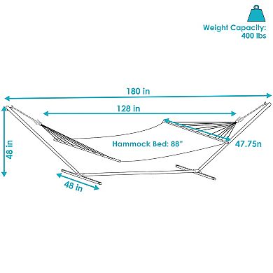 Sunnydaze 2-Person Polyester Rope Hammock with Steel Stand