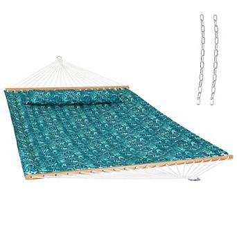 Sunnydaze Large Quilted Hammock with Spreader Bar and Pillow