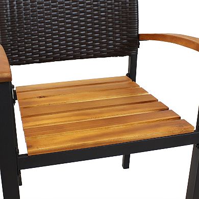 Sunnydaze Malachi Acacia Wood Patio Dining Armchair - Set Of 2