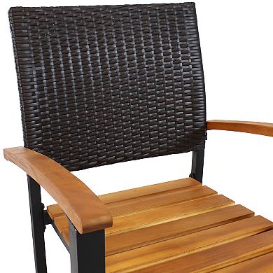 Sunnydaze Malachi Acacia Wood Patio Dining Armchair - Set Of 2