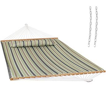 Sunnydaze Large Quilted Hammock with Spreader Bar and Pillow