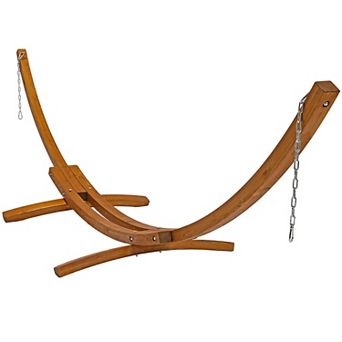 Sunnydaze Curved Wooden Arc Hammock Stand with Hooks and Chains