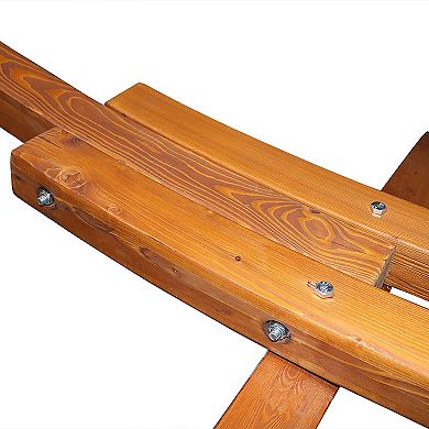 Sunnydaze Curved Wooden Arc Hammock Stand with Hooks and Chains