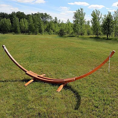 Sunnydaze Curved Wooden Arc Hammock Stand With Hooks And Chains - 13 Ft