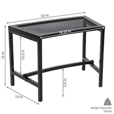 Sunnydaze Mesh Metal Patio Curved Fire Pit Bench - Black - Set of 4