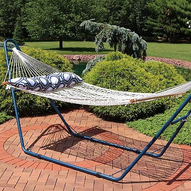 Sunnydaze Large Polyester Rope Hammock with Spreader Bar and Pillow