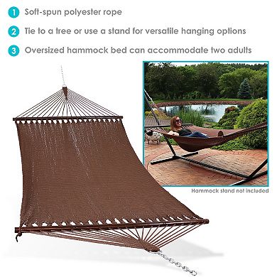 Sunnydaze 2-Person Polyester Rope Hammock with Spreader Bars