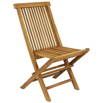 Sunnydaze Hyannis Solid Teak Wood Folding Slat-Back Patio Chair