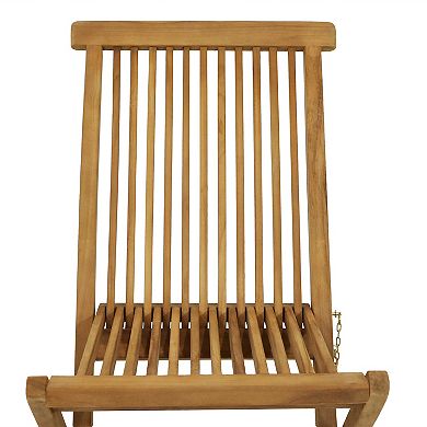 Sunnydaze Hyannis Solid Teak Wood Folding Slat-Back Patio Chair