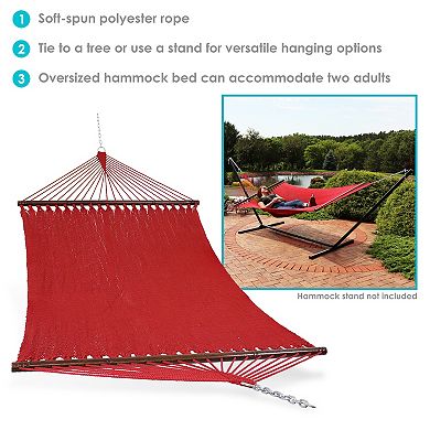 Sunnydaze 2-Person Polyester Rope Hammock with Spreader Bars