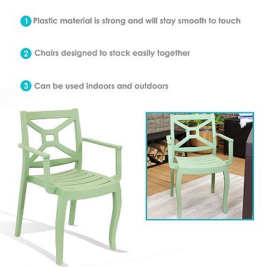Sunnydaze Tristana Set of 2 Plastic Stackable Outdoor Patio Armchair