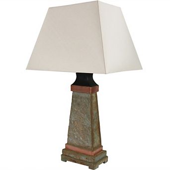 Sunnydaze 30 in Copper Trimmed Slate Indoor And Outdoor Table Lamp