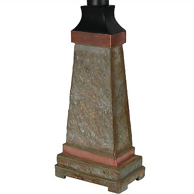 Sunnydaze 30 in Indoor/Outdoor Copper Trimmed Slate Table Lamp with Shade