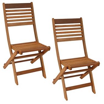 Sunnydaze Meranti Wood Folding Patio Dining Chair - Set of 2