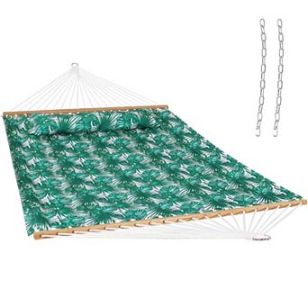 Sunnydaze Large Quilted Hammock with Spreader Bar and Pillow