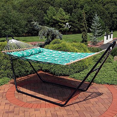 Sunnydaze Large Quilted Hammock with Spreader Bar and Pillow