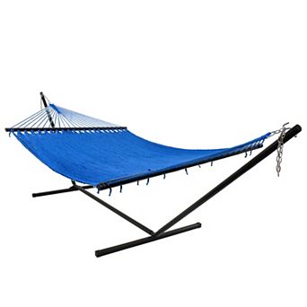 Sunnydaze 2-Person Polyester Rope Hammock with Steel Stand