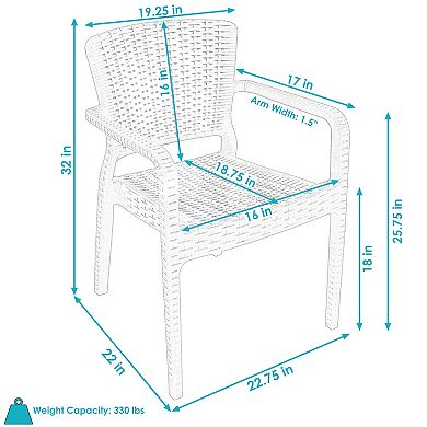 Sunnydaze Segonia Plastic Stackable Outdoor Dining Armchair
