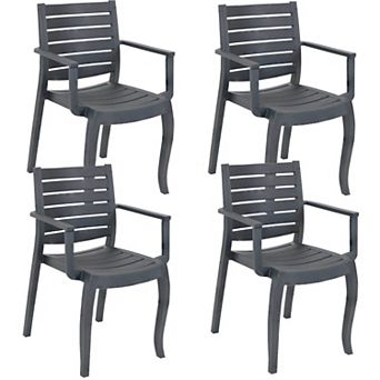 Sunnydaze Illias Plastic Stackable Patio Armchair